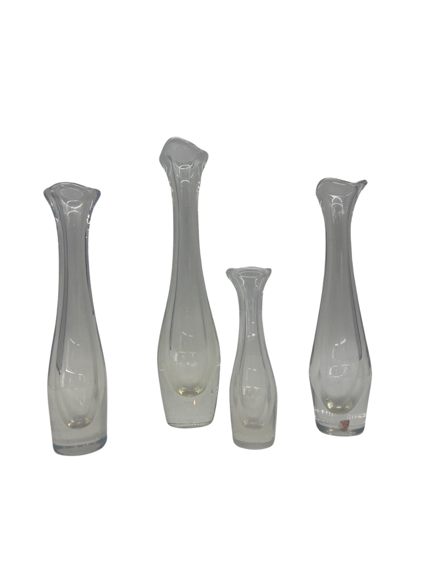Sven Palmqvist (Swedish, 1906-1984), circa 1950's. A set of 4 Opalescent bud vases in the 
