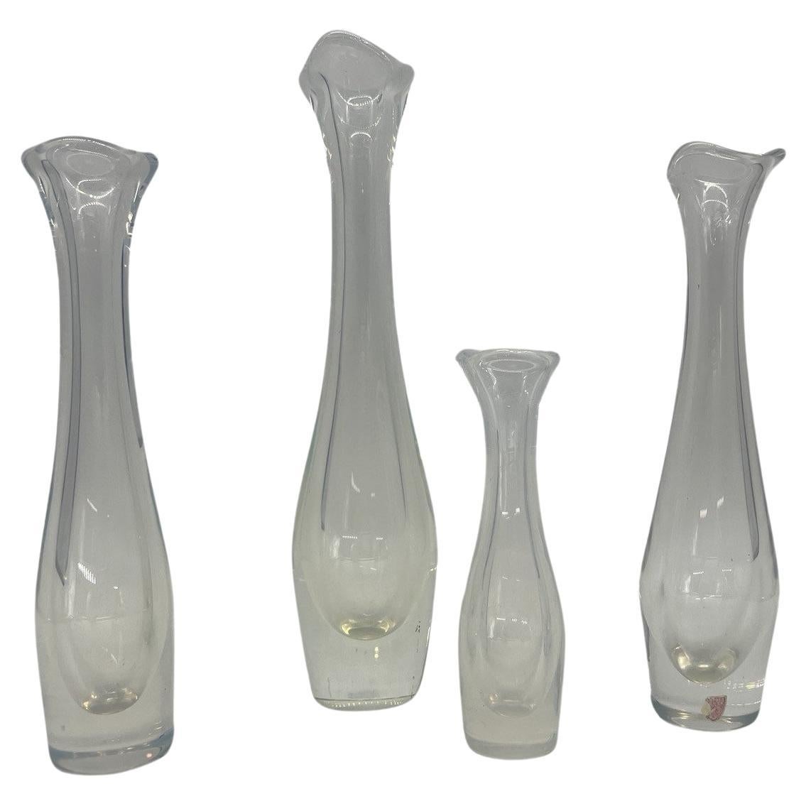 Set of 4 Sven Palmqvist for Orrefors Opalescent Mid Century Bud Vases