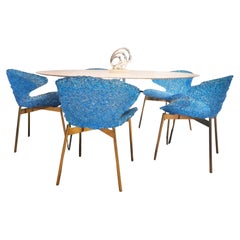 4er Set Schwanenstühle mit Stahlbeinen - Modernes geschwungenes Design