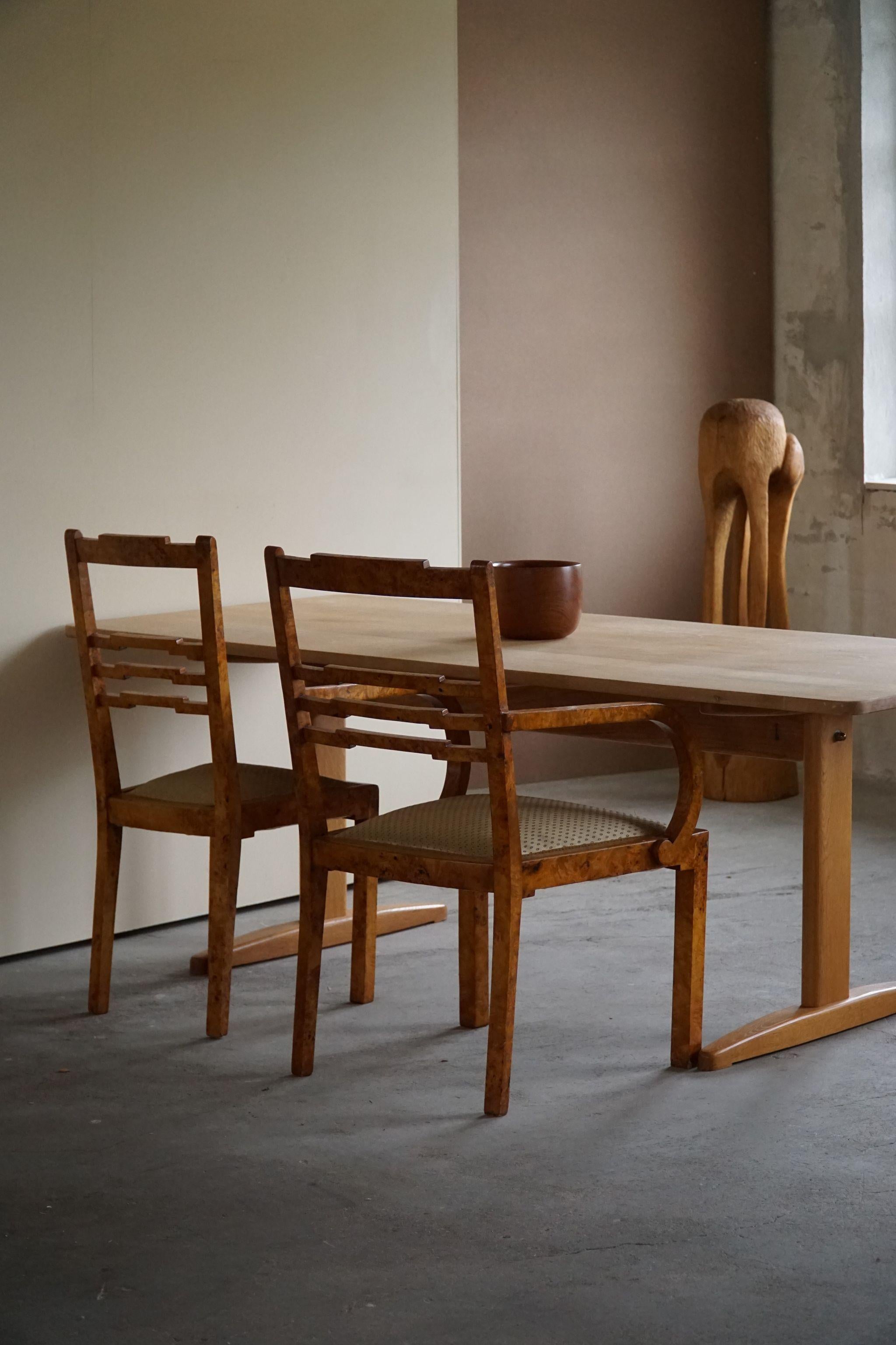 Set of 4 Swedish Art Deco Dining Chairs in Birch Root, Early 20th Century 6