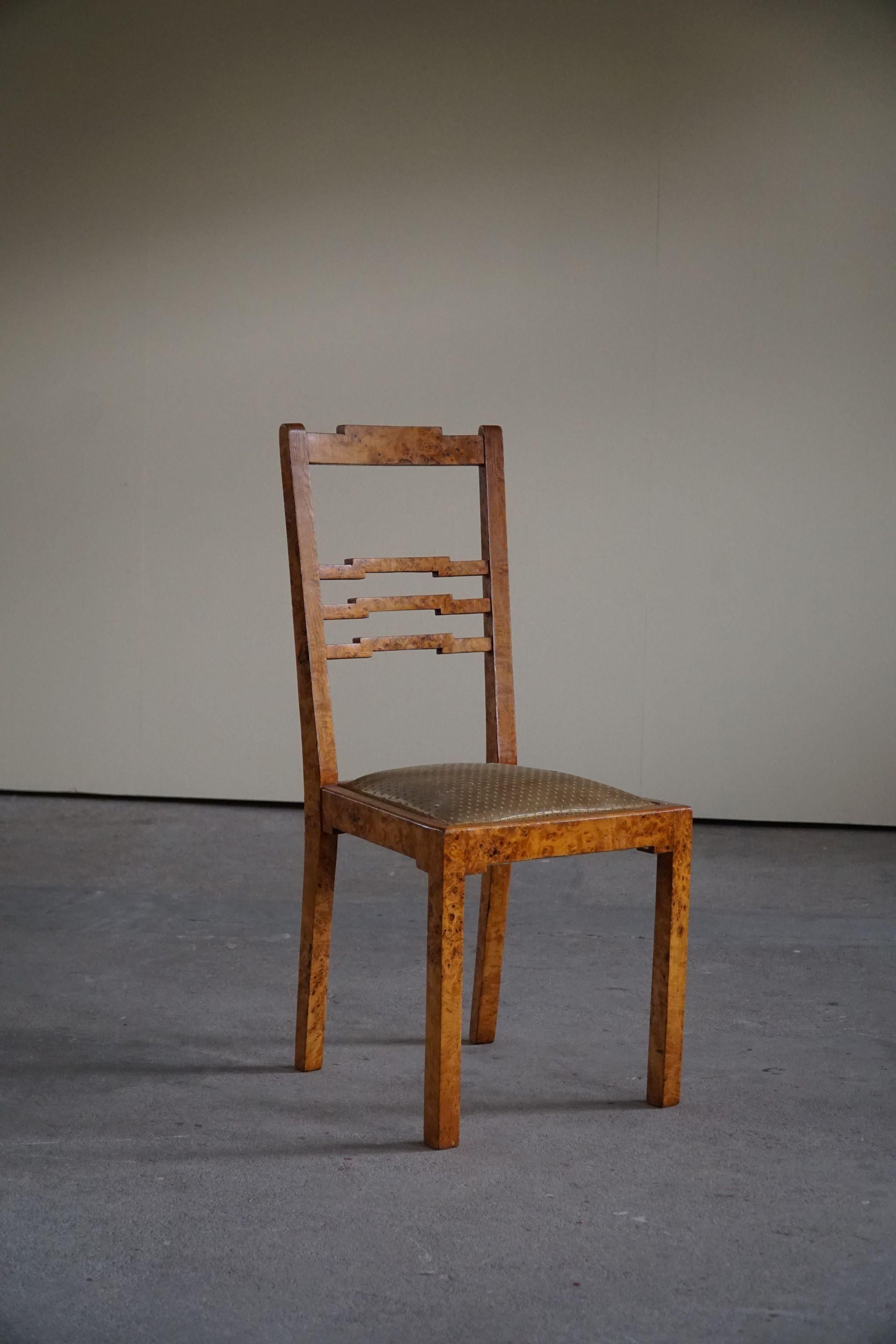 Set of 4 Swedish Art Deco Dining Chairs in Birch Root, Early 20th Century 9