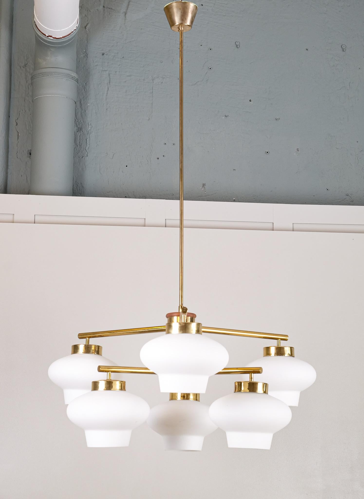 Set of 2 Swedish Brass Chandeliers, 1960s For Sale 4