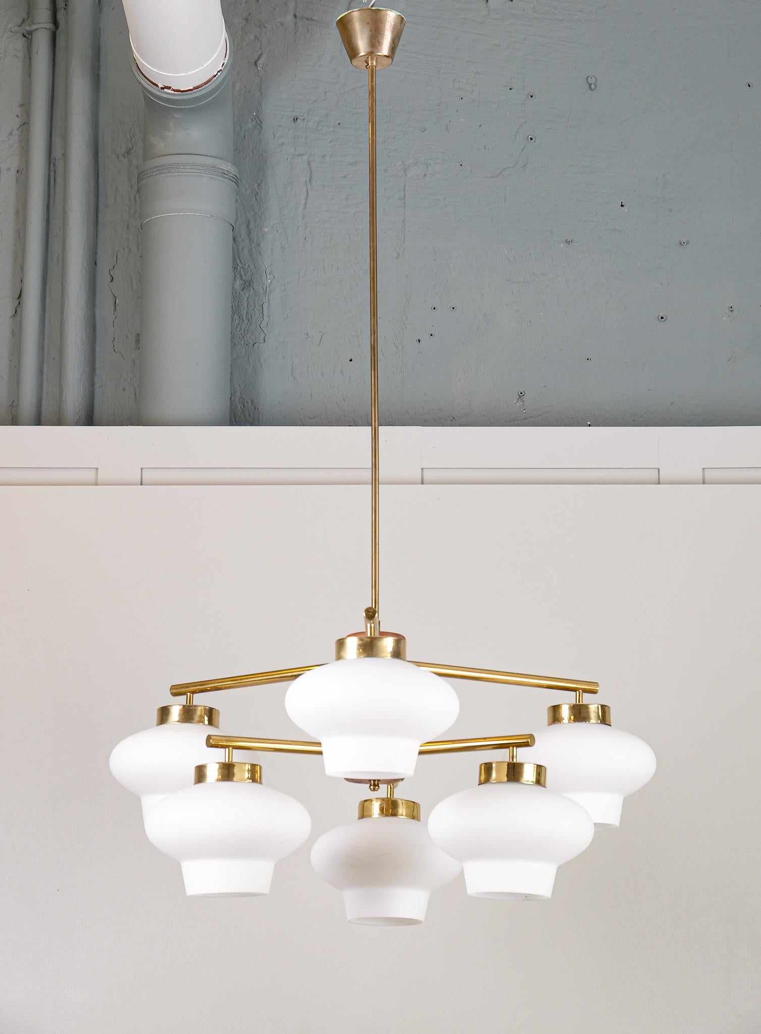 Set of 2 Swedish Brass Chandeliers, 1960s For Sale 6