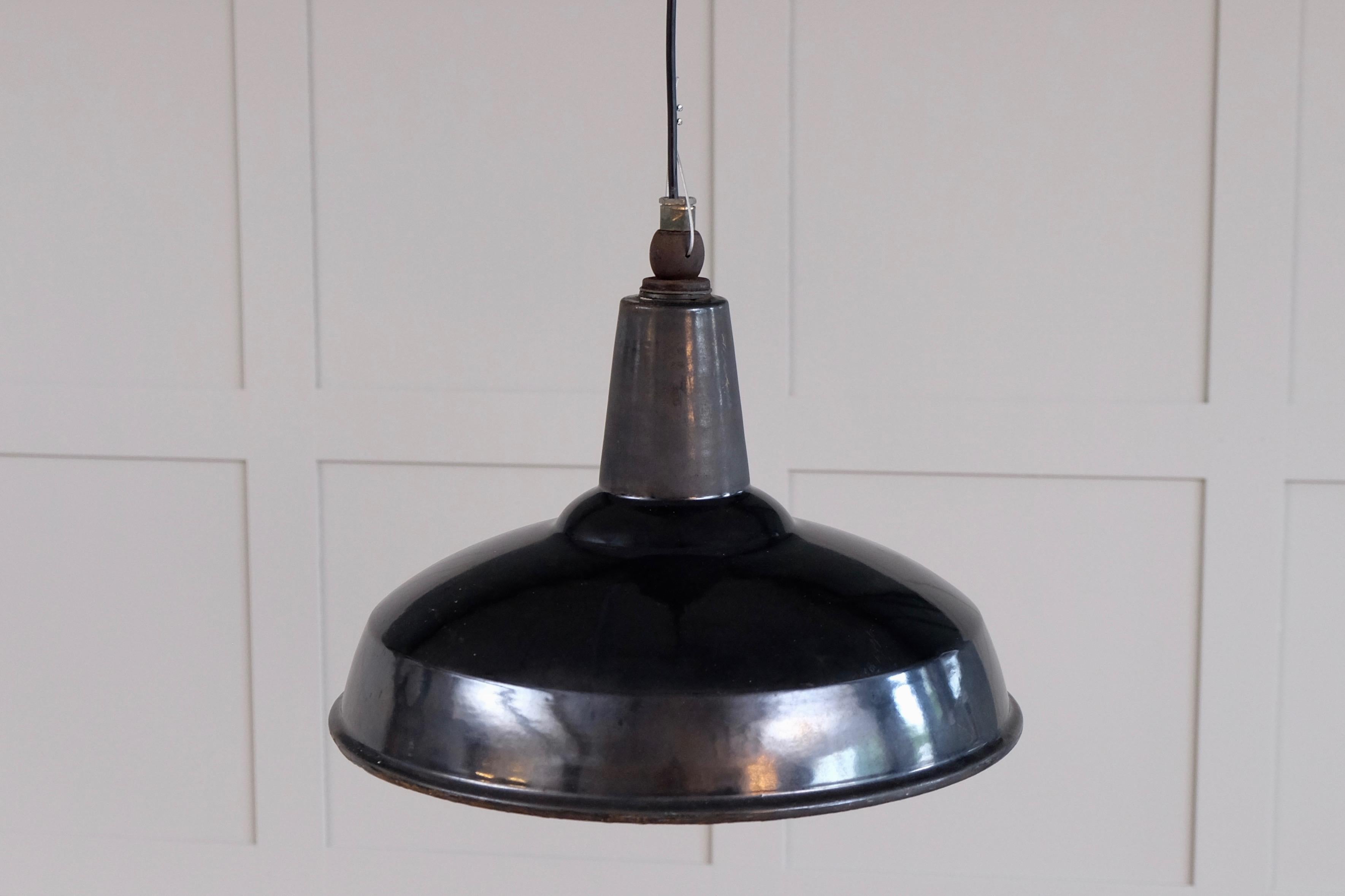 Scandinavian Modern Set of 6 Swedish Enamel Ceiling Lights, 1930s For Sale