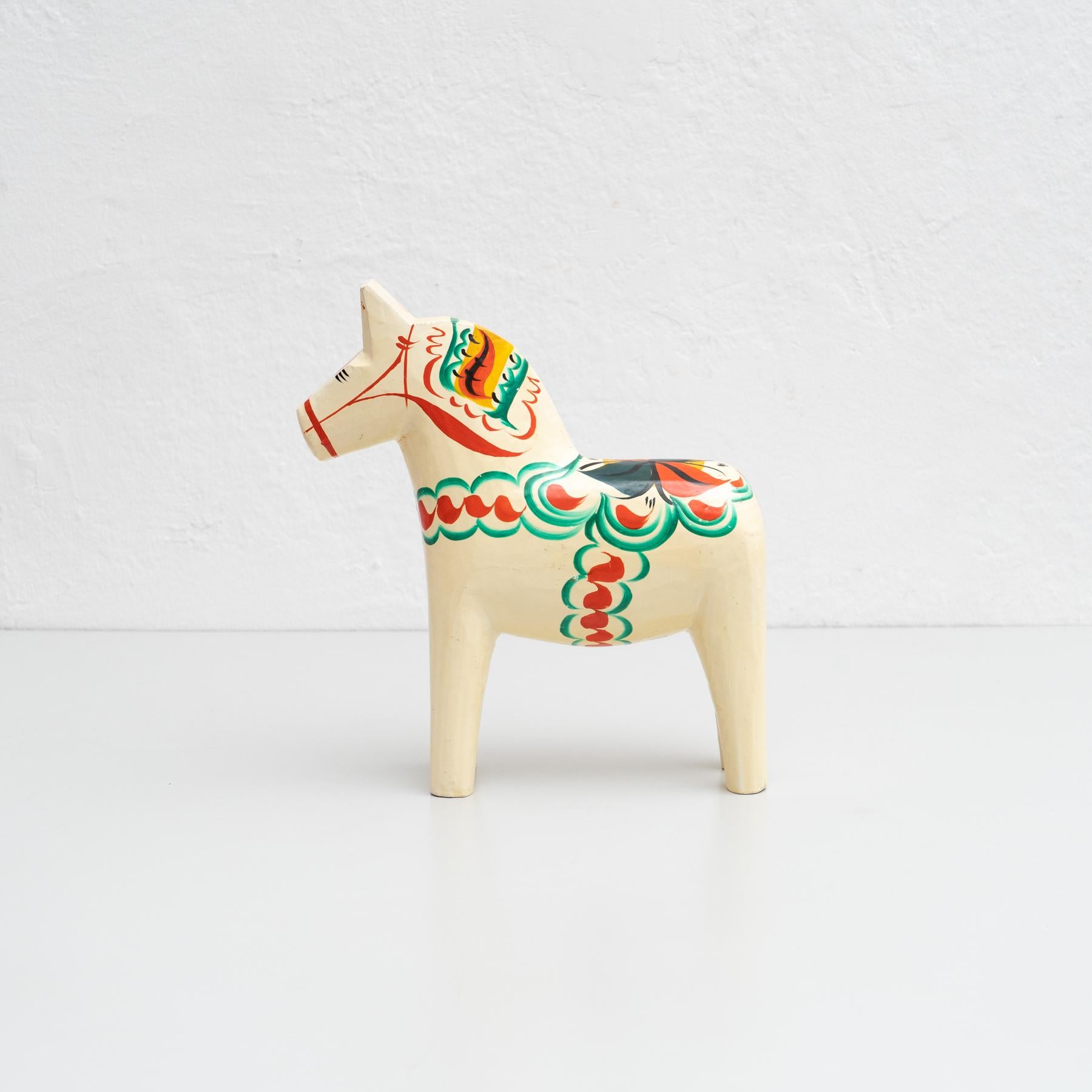 Set of 4 Swedish Folk Wooden Dala Horse Toys, Circa 1960 1