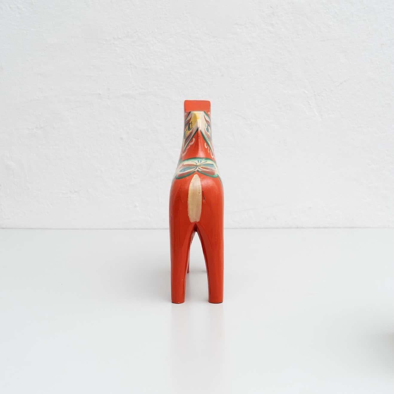 Set of 4 Swedish Folk Wooden Dala Horse Toys, circa 1960 For Sale 1