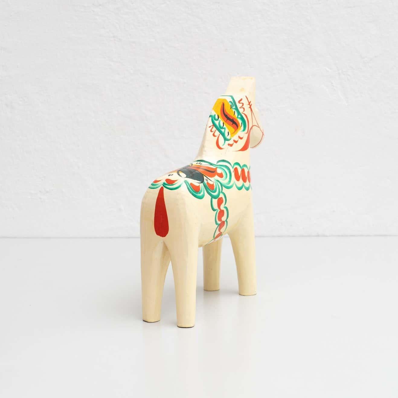 Mid-20th Century Set of 4 Swedish Folk Wooden Dala Horse Toys, circa 1960 For Sale