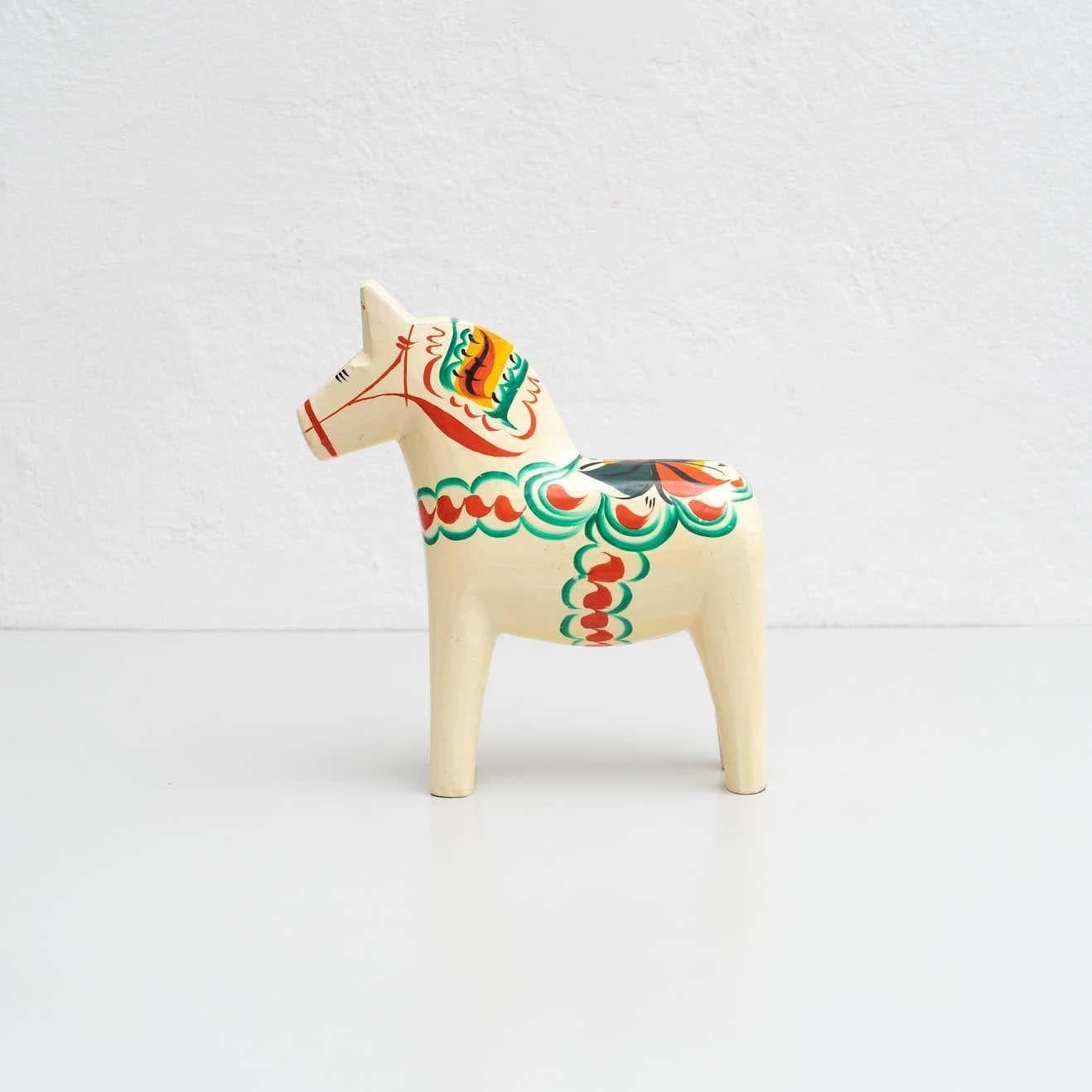 Set of 4 Swedish Folk Wooden Dala Horse Toys, circa 1960 For Sale 4