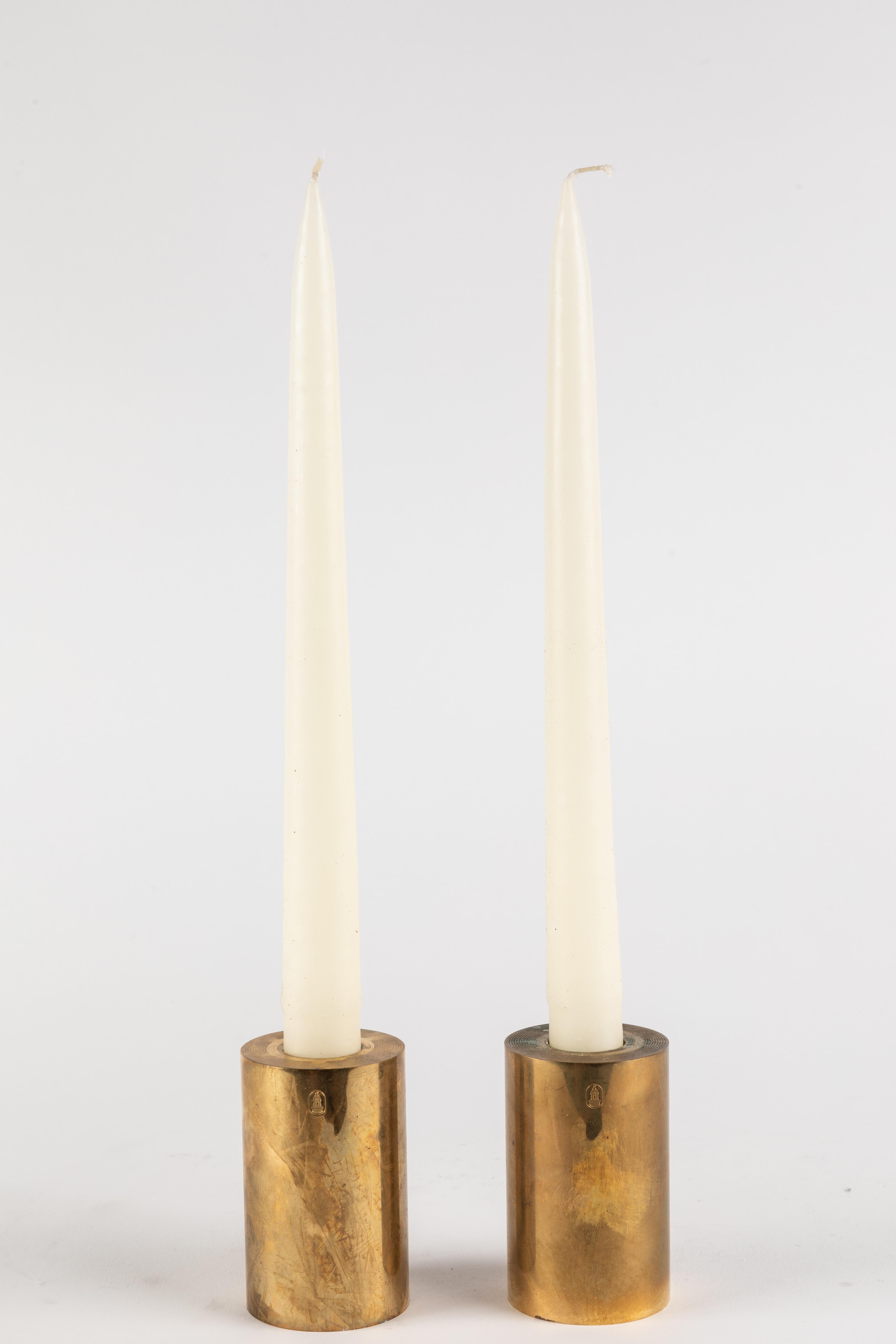 Scandinavian Modern Set of 4 Swedish Metallslöjden Gusum Brass Candlesticks