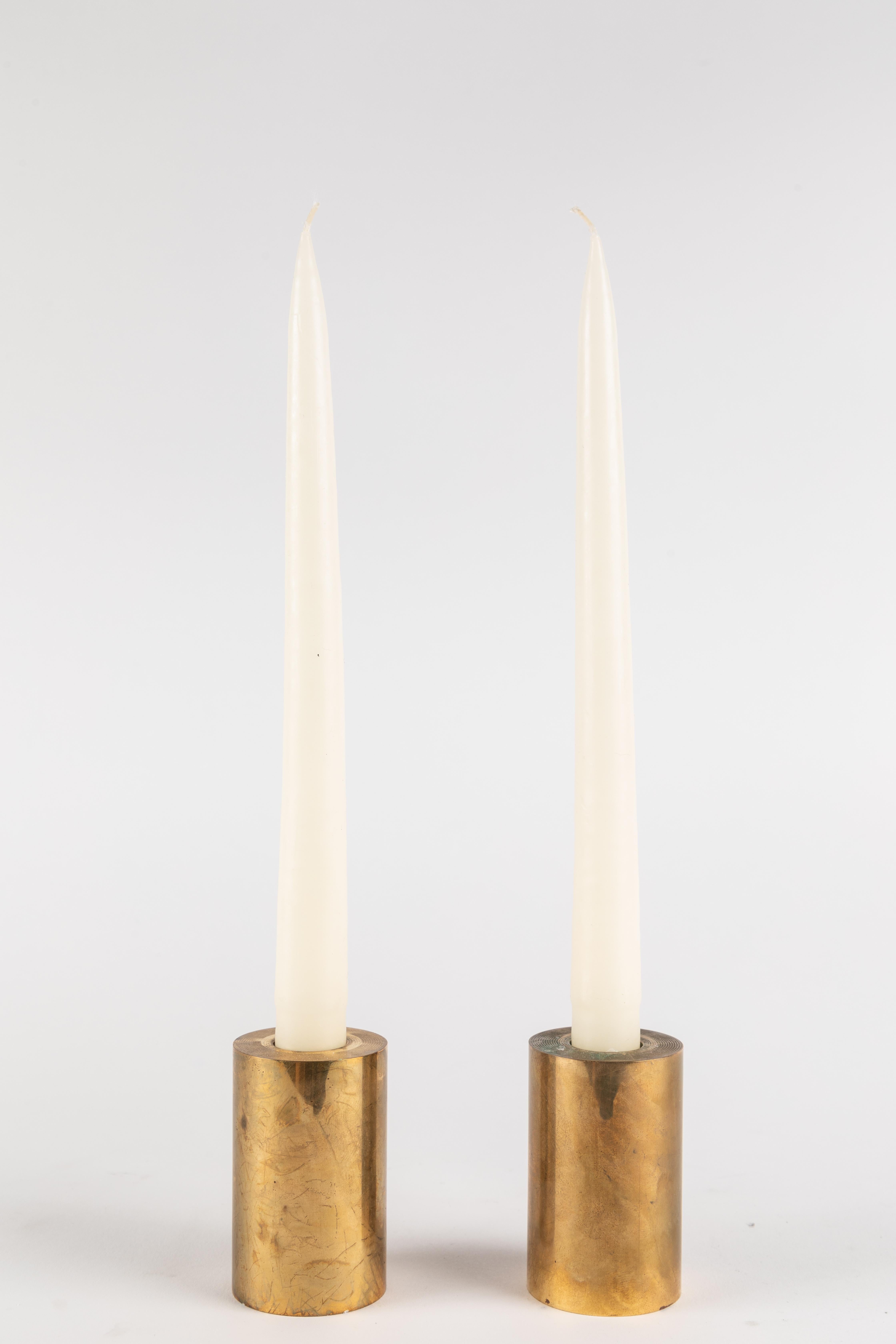 Set of 4 Swedish Metallslöjden Gusum Brass Candlesticks In Good Condition In Glendale, CA