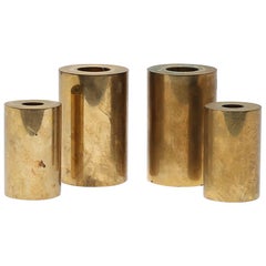 Set of 4 Swedish Metallslöjden Gusum Brass Candlesticks