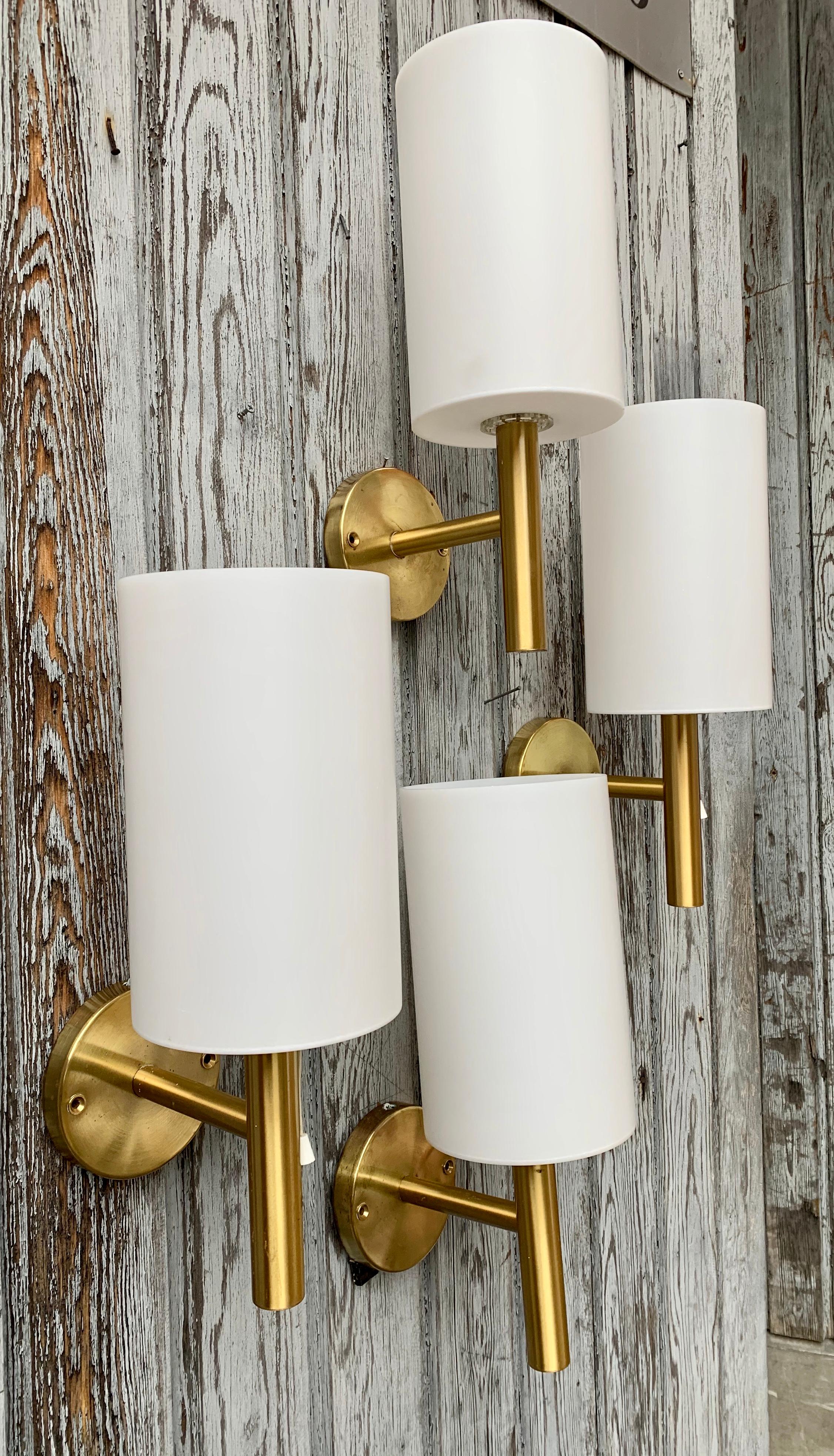 20th Century Set of 4 Swedish Modern Brass Wall Sconces, circa 1980 For Sale