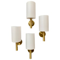 Vintage Set of 4 Swedish Modern Brass Wall Sconces, circa 1980