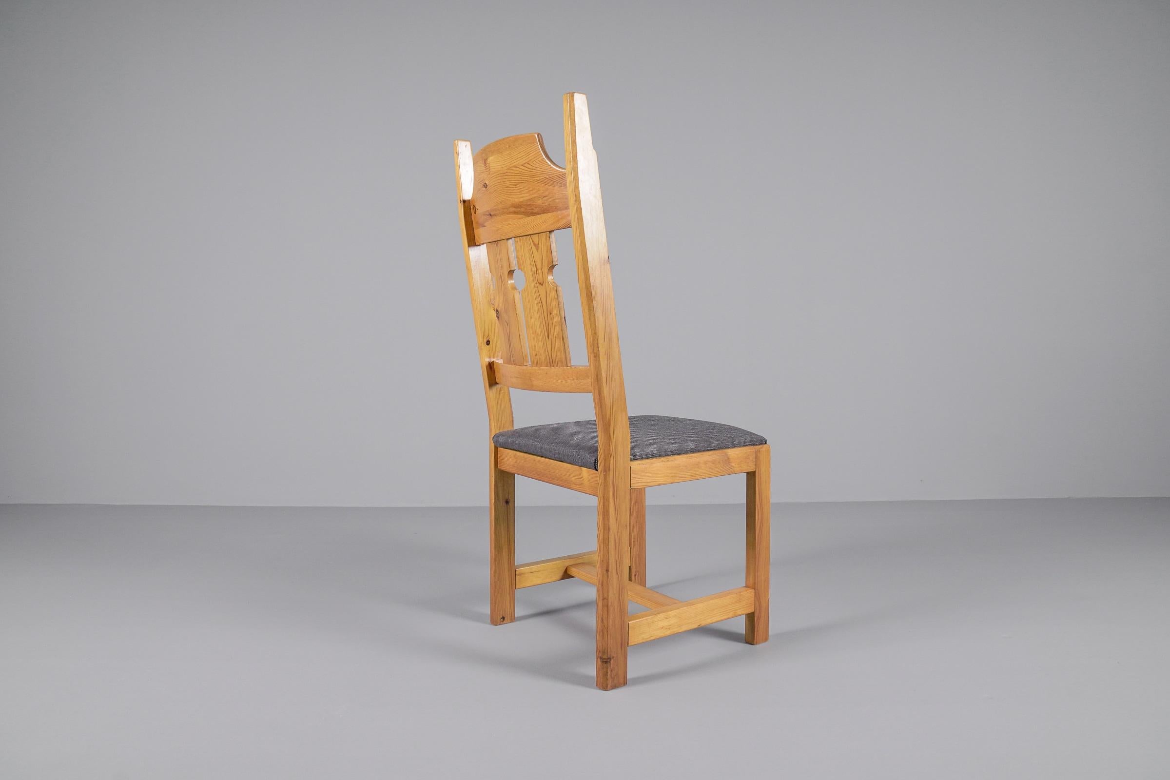  Set of 4 Swedish Pine Chairs by Gilbert Marklund for Furusnickarn AB, 1970s For Sale 9