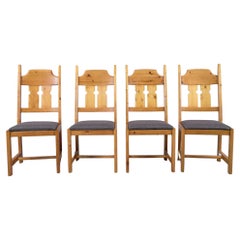 Vintage  Set of 4 Swedish Pine Chairs by Gilbert Marklund for Furusnickarn AB, 1970s