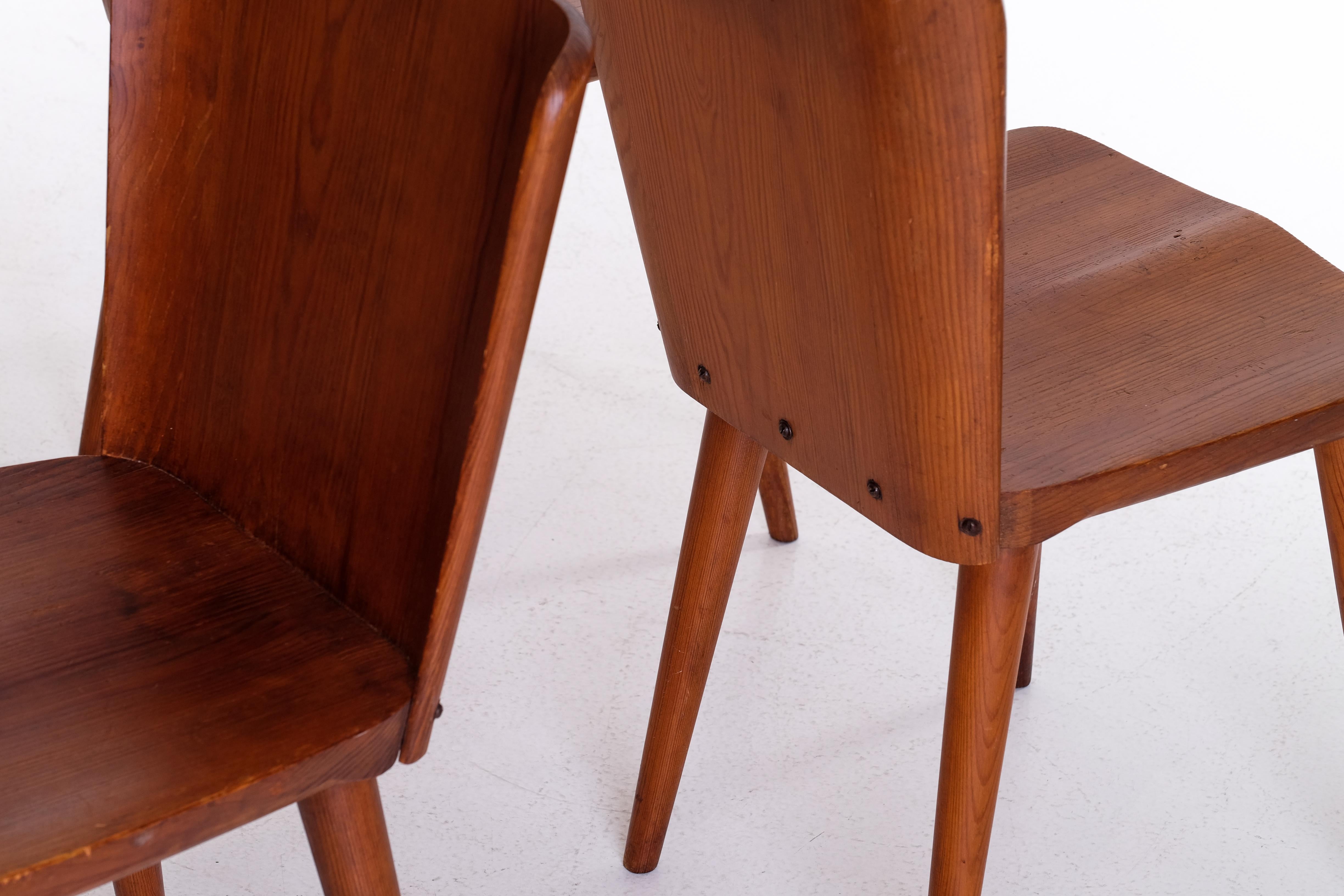 Set of 4 Swedish Pine Chairs by Göran Malmvall, Svensk Fur, 1960s For Sale 3