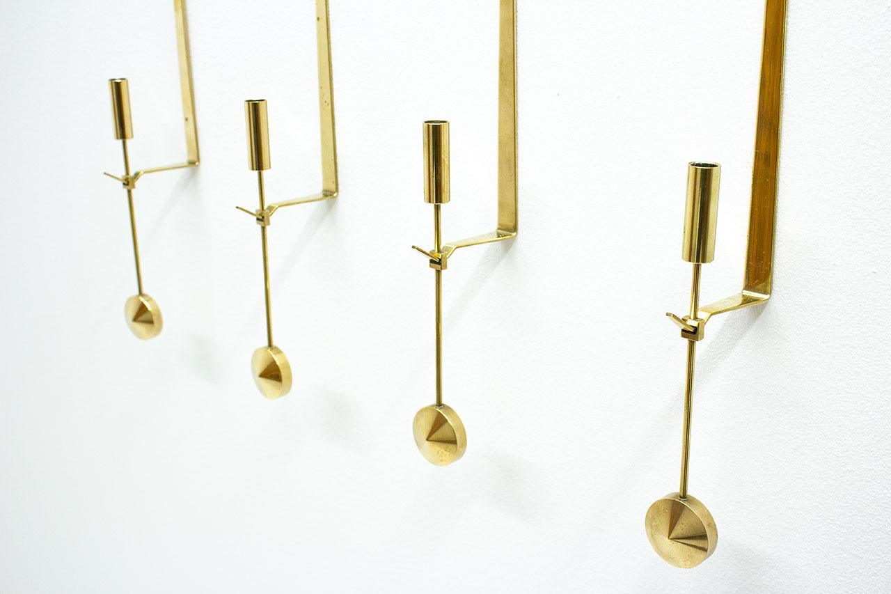Suédois Ensemble de 4 chandeliers muraux suédois par Pierre Forssell pour Skultuna en vente