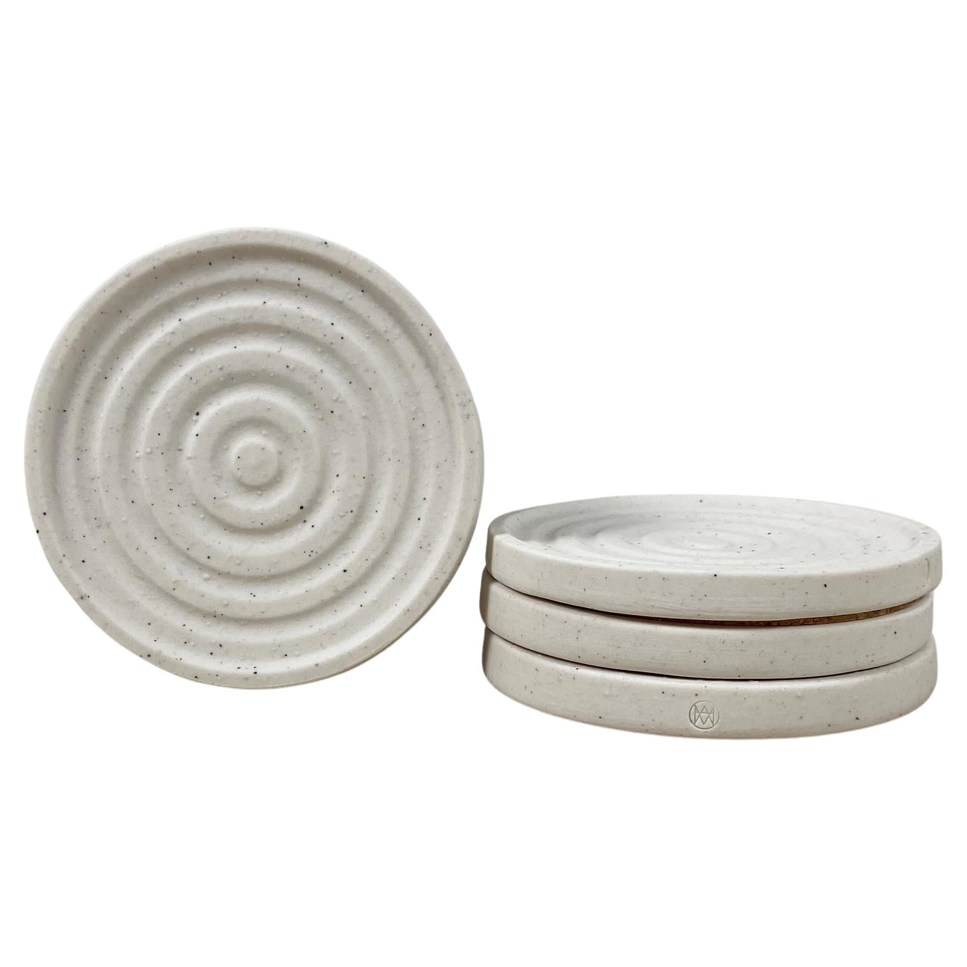 Set of 4 Swirl Porcelain Coasters For Sale