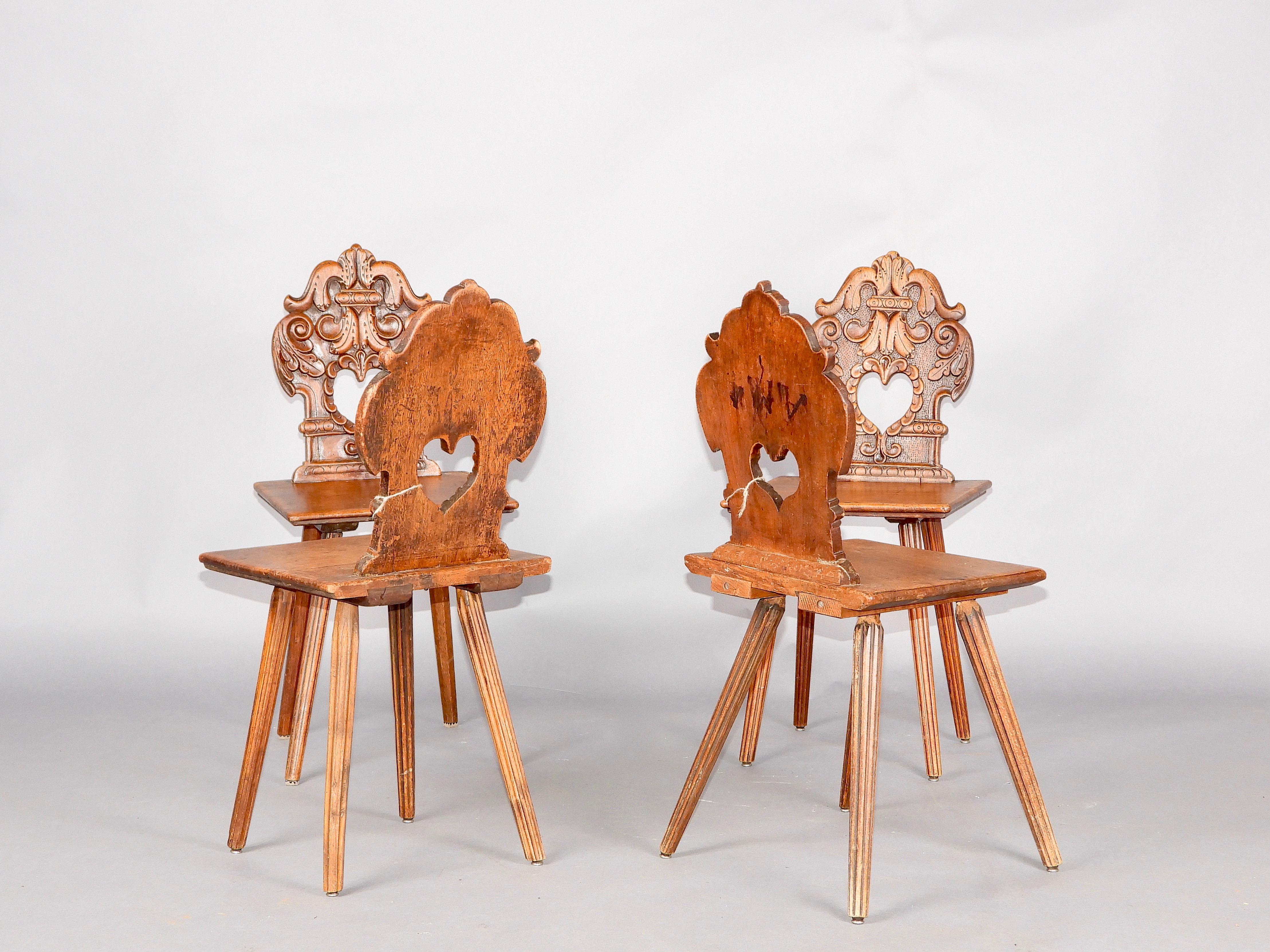 Set of 4 Swiss alp escabelle B 74 For Sale 6