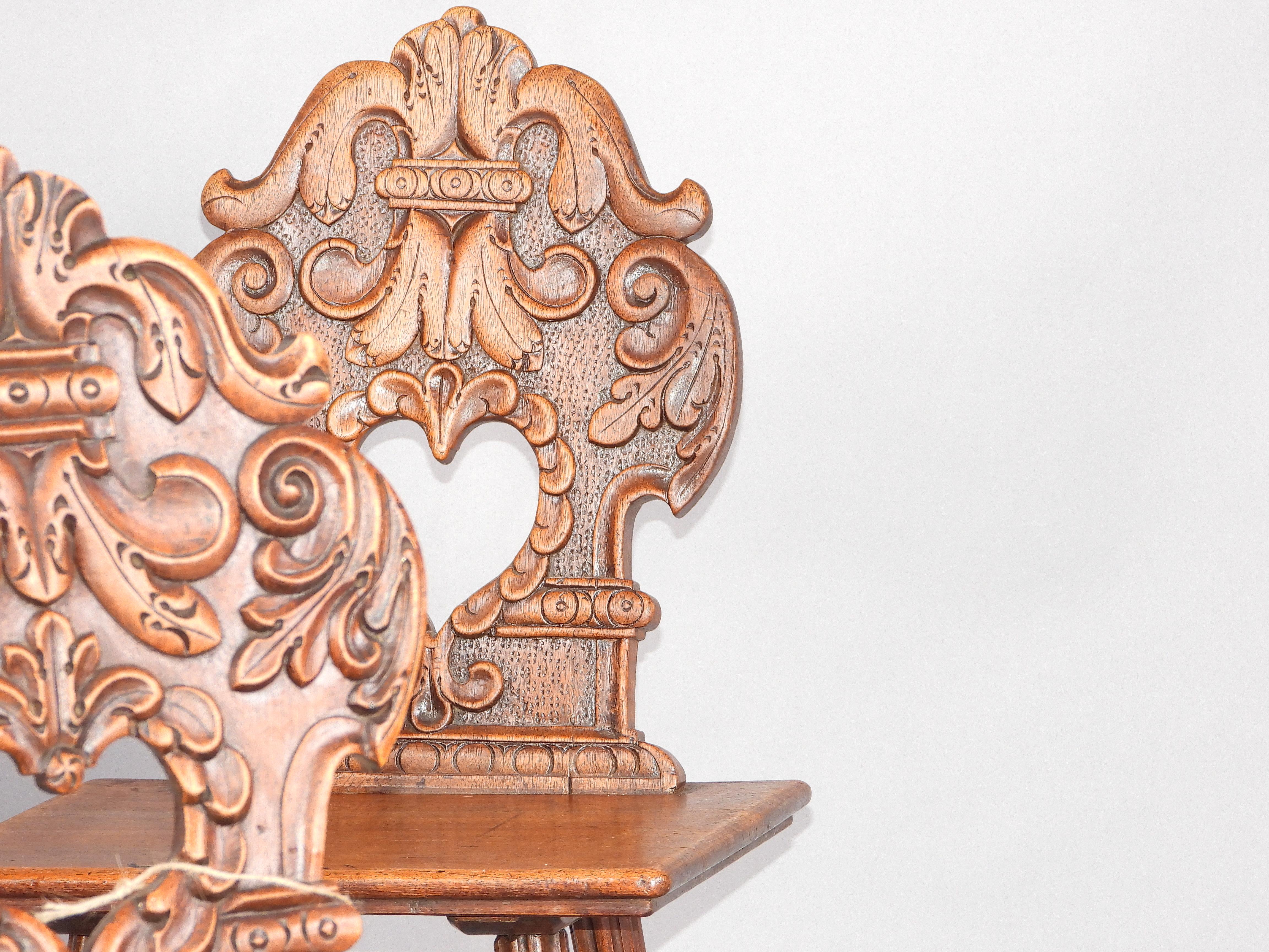 Wood Set of 4 Swiss alp escabelle B 74 For Sale