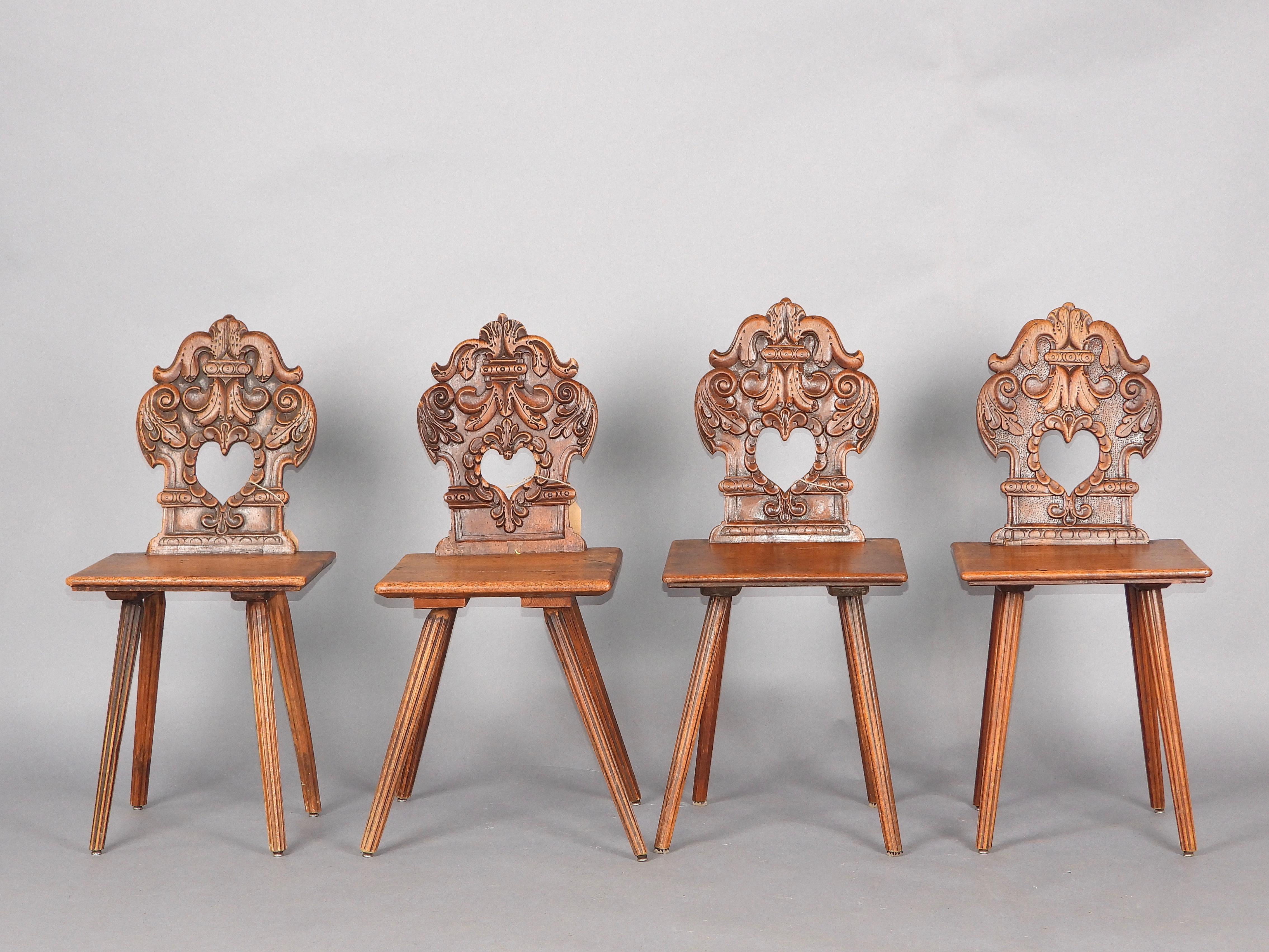 Set of 4 Swiss alp escabelle B 74 For Sale 3