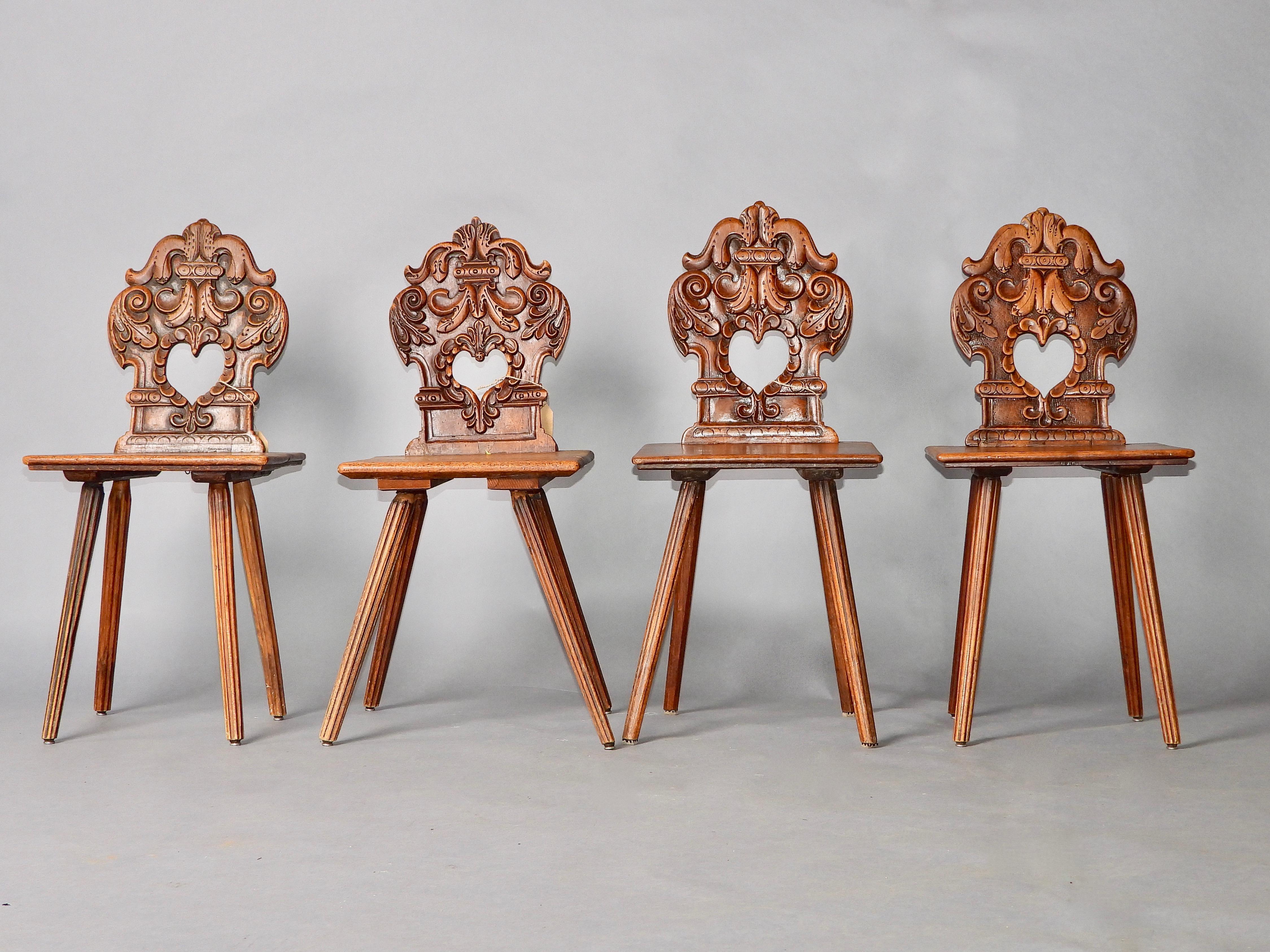 Set of 4 Swiss alp escabelle B 74 For Sale 5