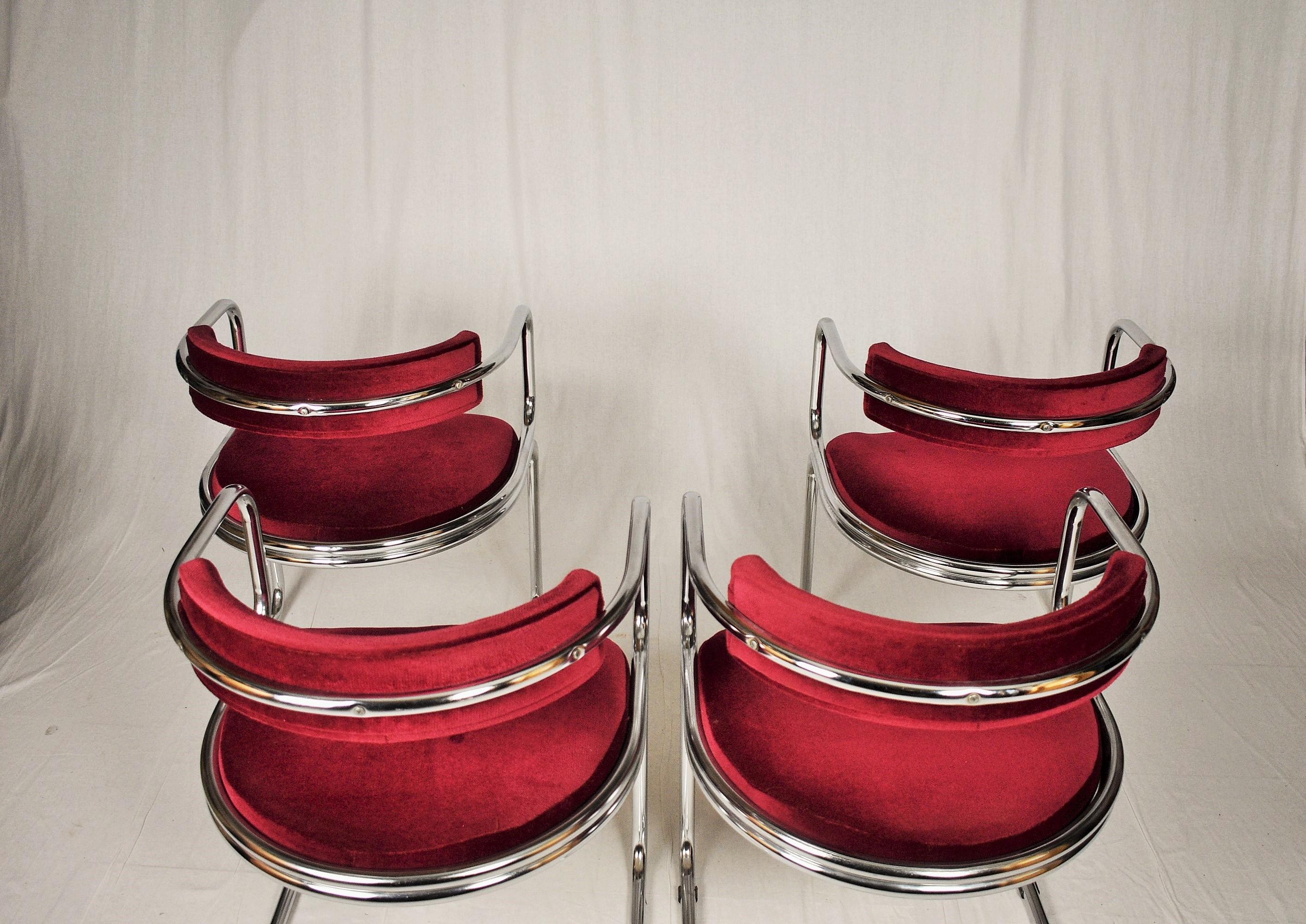 Set of 4 Swiss Modernist Tubular 1970s Dining Chairs by Zougoise Victoria 4