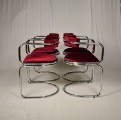 Set of 4 Swiss Modernist Tubular 1970s Dining Chairs by Zougoise Victoria