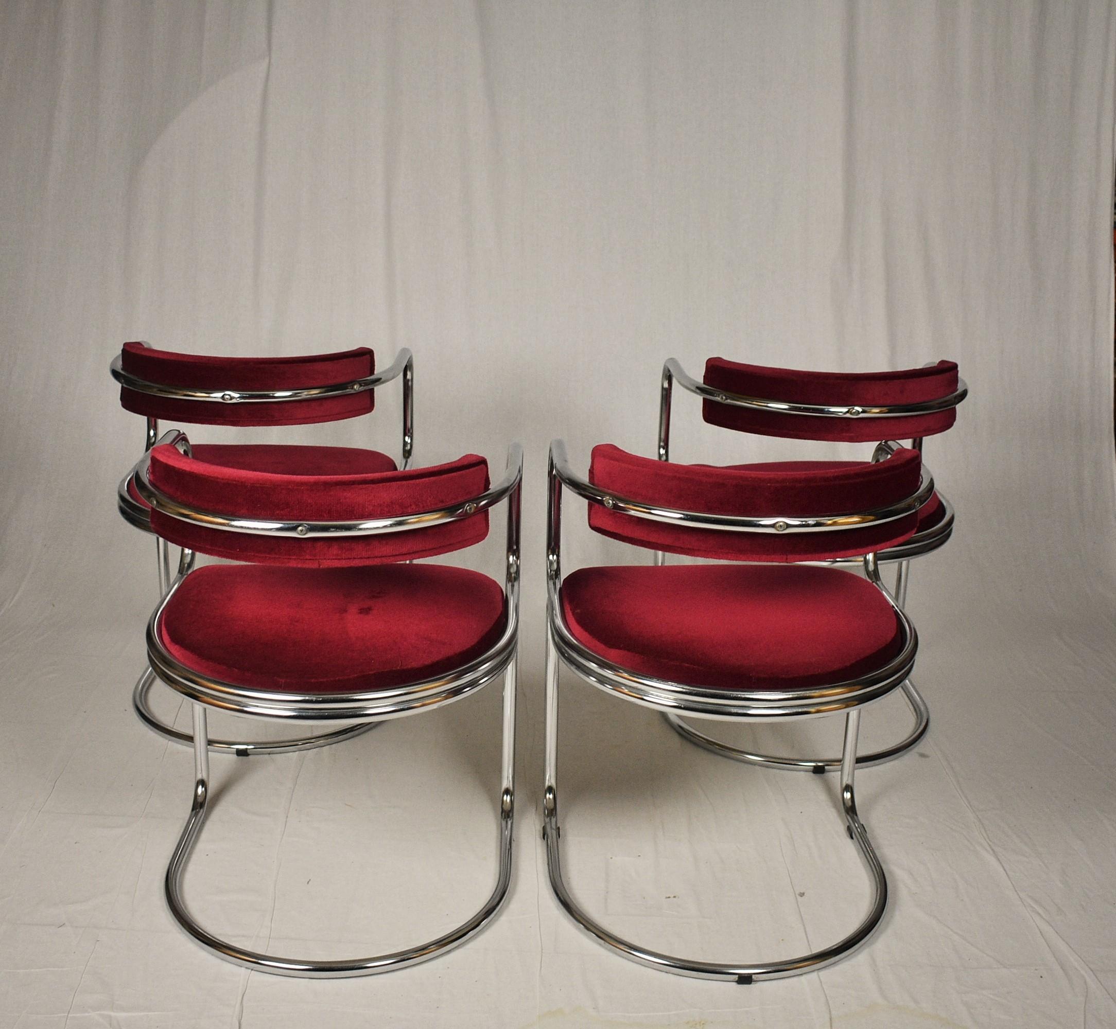 Set of 4 Swiss Modernist Tubular 1970s Dining Chairs by Zougoise Victoria 3