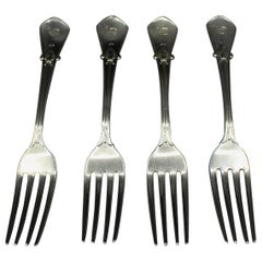 Set of 4 "Swiss" Pattern Forks by Gorham