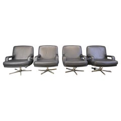 Set of 4 swivel chairs by Bernd Munzebrock for Walter Knoll, 1970s