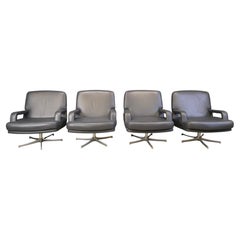 Set of 4 swivel chairs by Bernd Munzebrock for Walter Knoll, 1970s