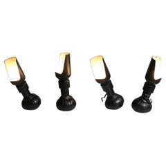 Set of 4 table lamps model 600p leather and metal Arteluce Gino Sarfatti