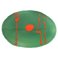 Juego de 4 salvamanteles Table Mates Verde botella y naranja mate de Gaetano Pesce