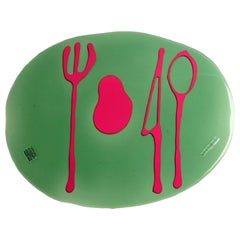 Juego de 4 salvamanteles Table Mates Verde botella transparente y fucsia de Gaetano Pesce