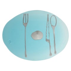 Juego de 4 salvamanteles Table Mates en aguamarina transparente y plata de Gaetano Pesce