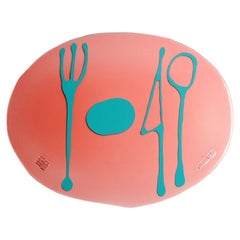 Ensemble de 4 matelas de table Mates en rose clair et turquoise de Gaetano Pesce