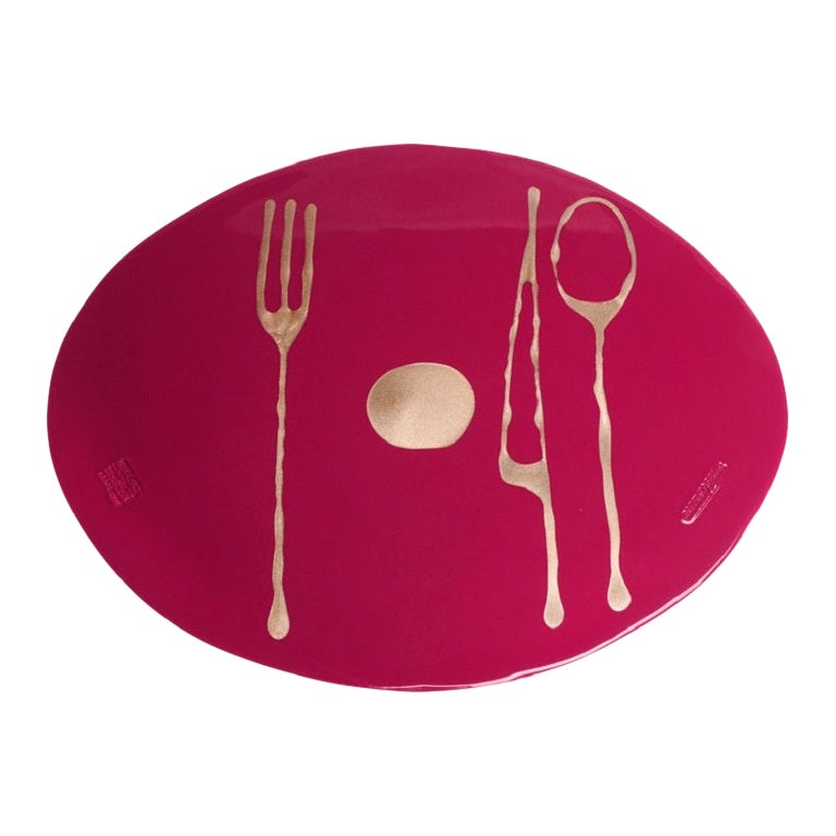 Satz von 4 Tischmates-Tischmatten aus mattem Kirschbaumholz und Bronze von Gaetano Pesce