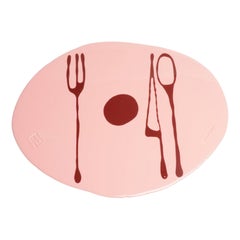 Juego de 4 salvamanteles Table Mates en rosa pastel mate y cereza by Gaetano Pesce