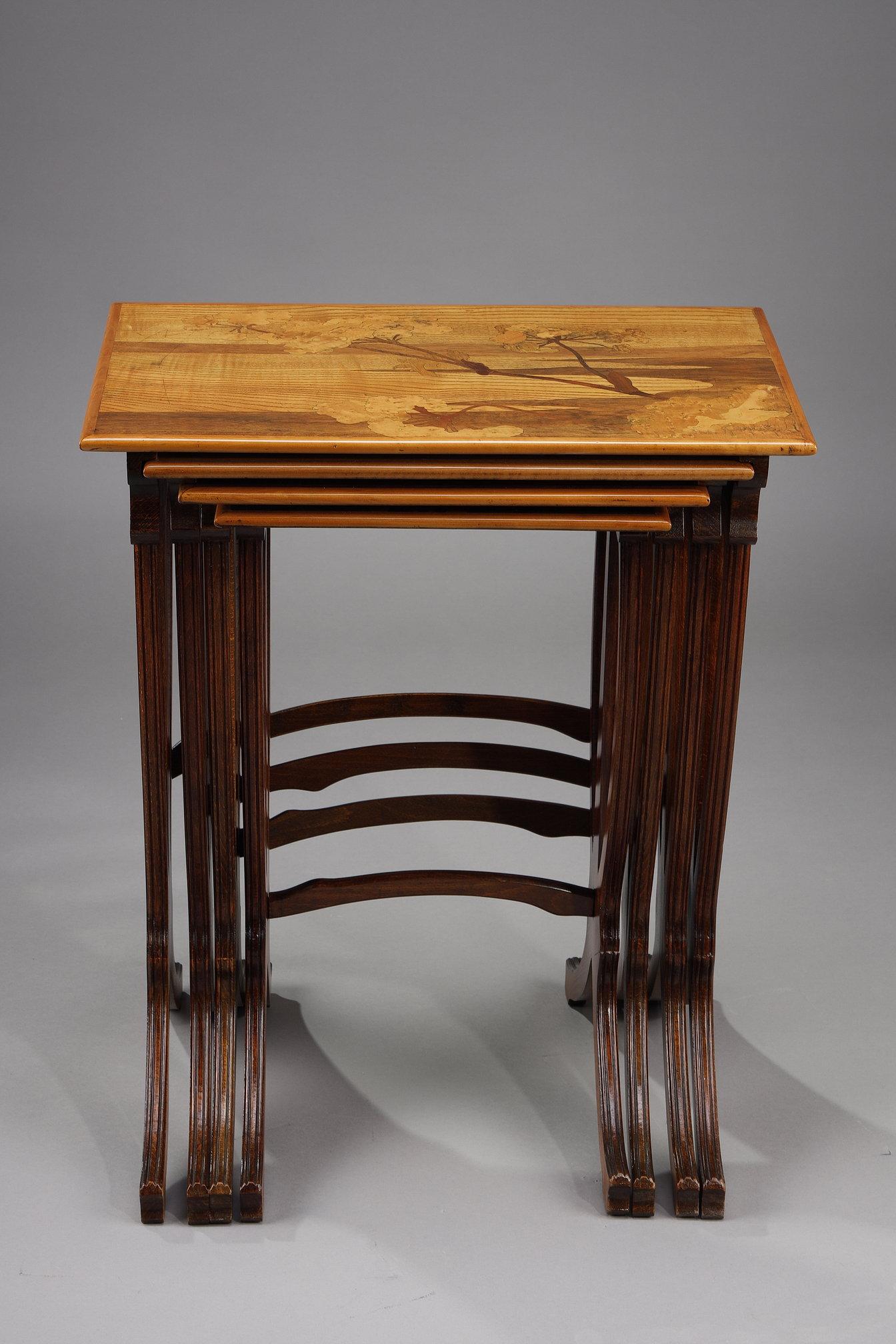 Late 19th Century Set of 4 Tables Gigognes signed Gallé For Sale
