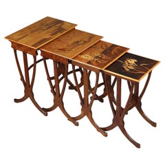 Set of 4 Tables Gigognes signed Gallé