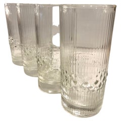 Set of 4 Tall Clear Textured Highball Glasses by Tapio Wirkkala