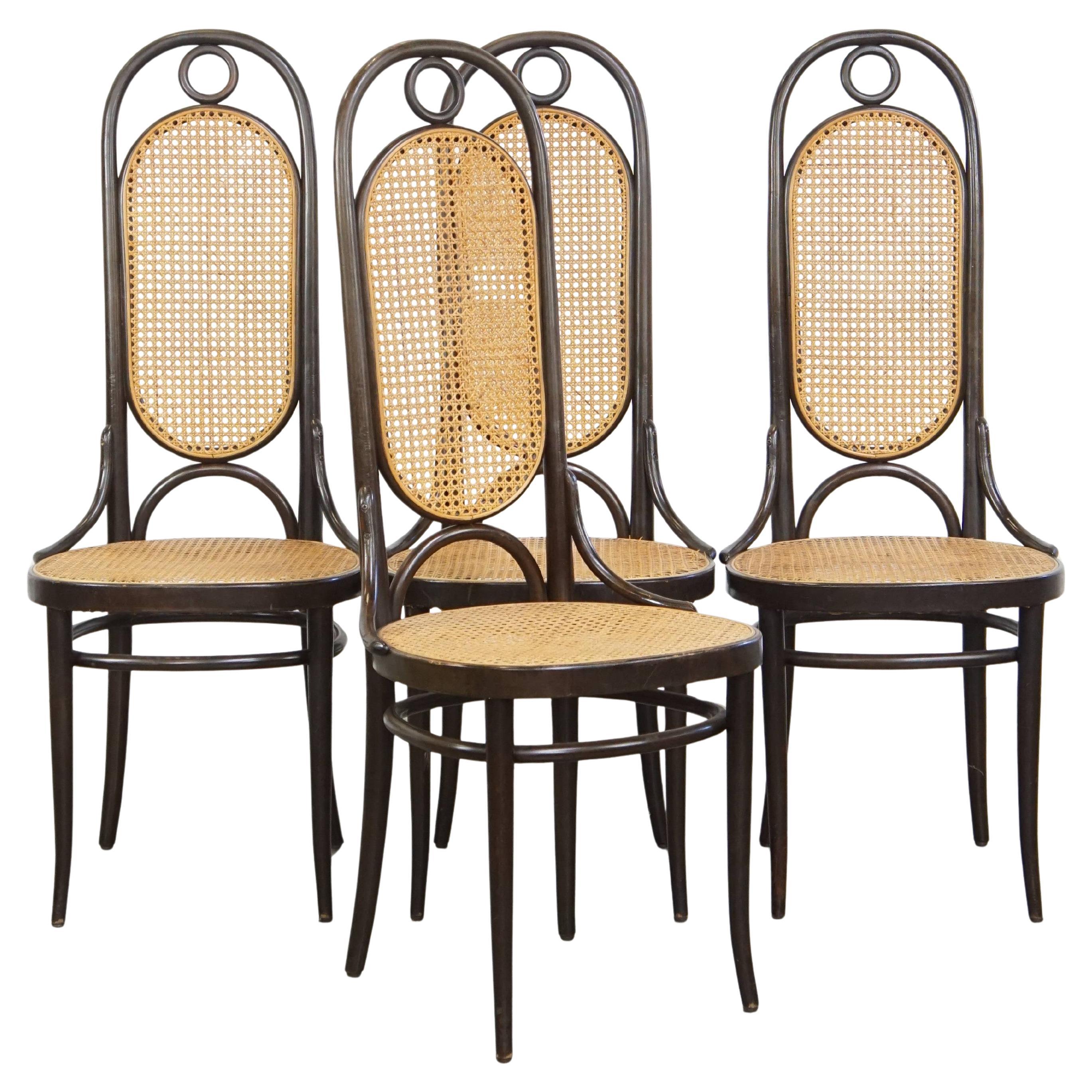 Set of 4 Tall Vintage Bentwood "Long John" Thonet Design Chairs