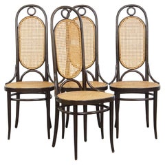 Set di 4 sedie alte in bengala vintage "Long John" Thonet Designs
