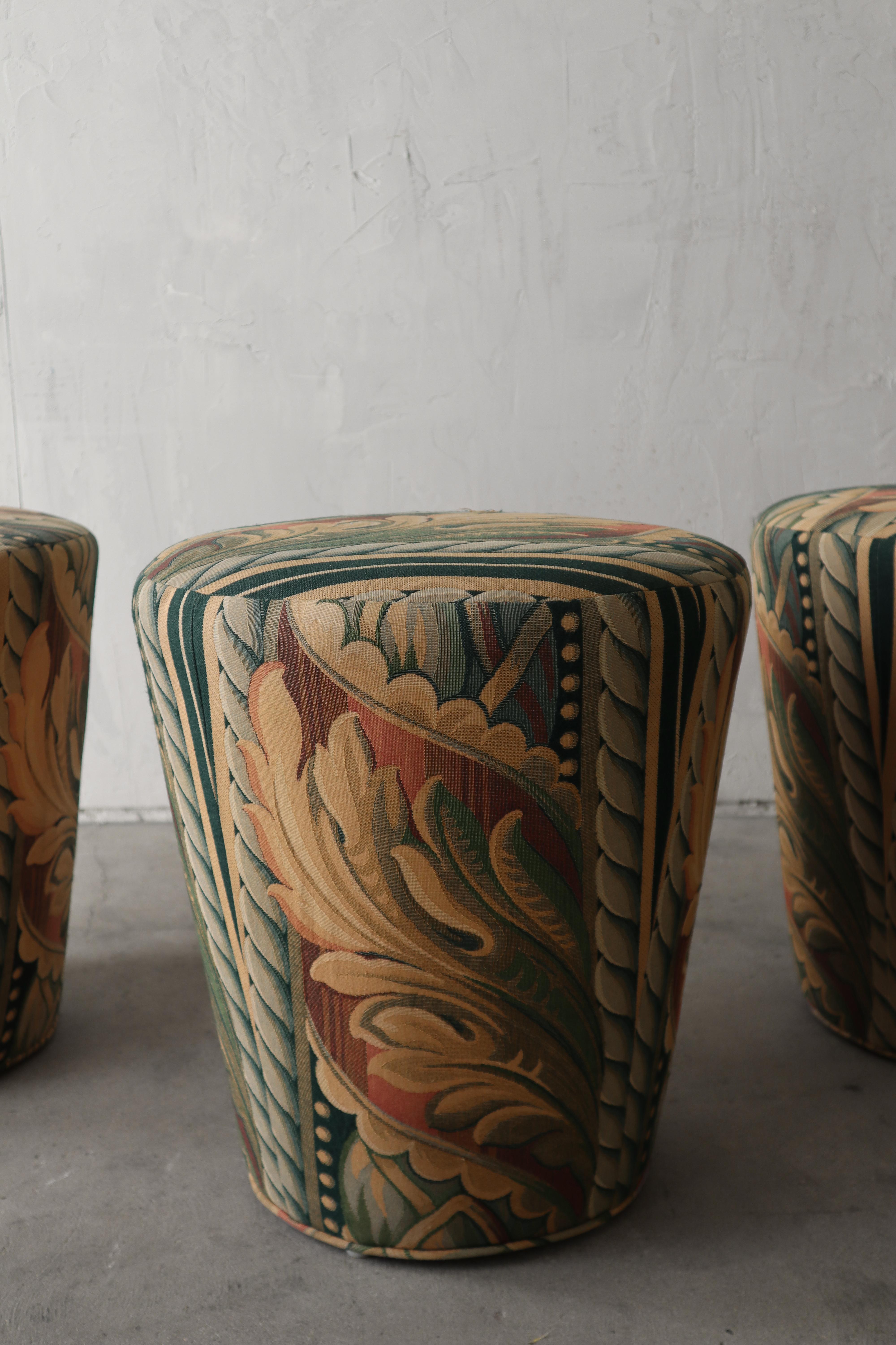 Set of 4 Tapered Round Stools Ottomans In Good Condition For Sale In Las Vegas, NV