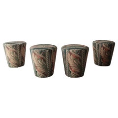 Set of 4 Tapered Round Stools Ottomans