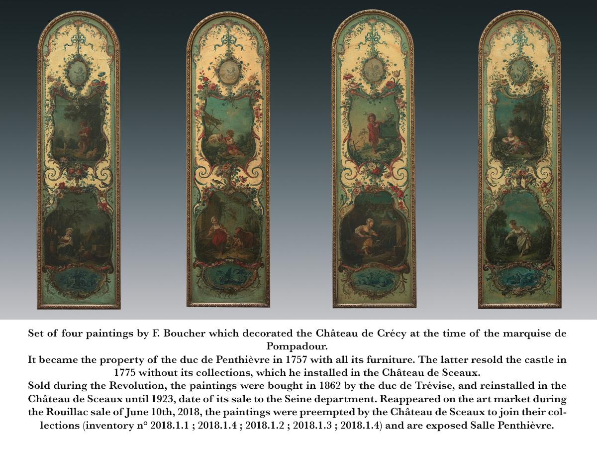 Set von 4 Wandteppichen, signiert von Beauvais Manufacture aft. F.Boucher, Frankreich, 1770 im Angebot 5