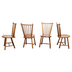 Set of 4 Tapiovaara Inspired Spindle Back Chairs by De Ster Gelderland, 1960's