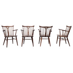 Set of 4 Tapiovaara Style Spindle Back Armchairs