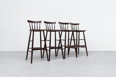 Set of 4 Tapiovaara Style Spindle Back Bar Stools